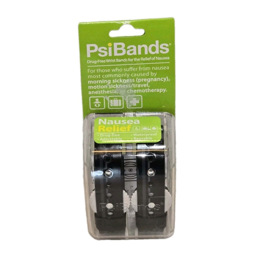 PsiBands Drug-Free Nausea Relief Wrist Bands Motion Travel Pregnancy Black New